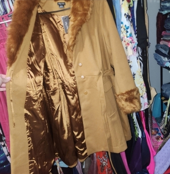 🍁🍂NWT CITY CHIC Make Me Blush Coat - caramel 24 - Picture 5 of 9